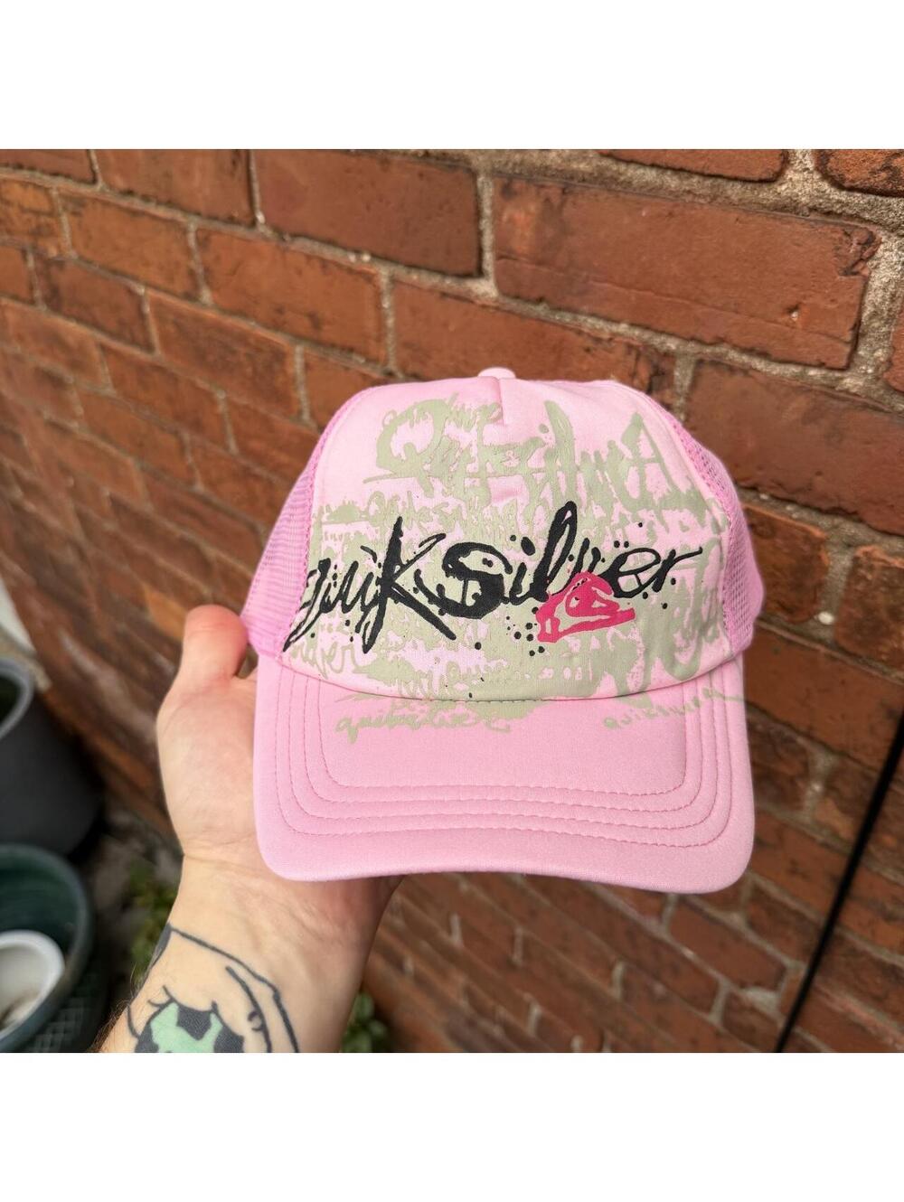 vintage quiksilver SnapBack trucker hat 00s OS